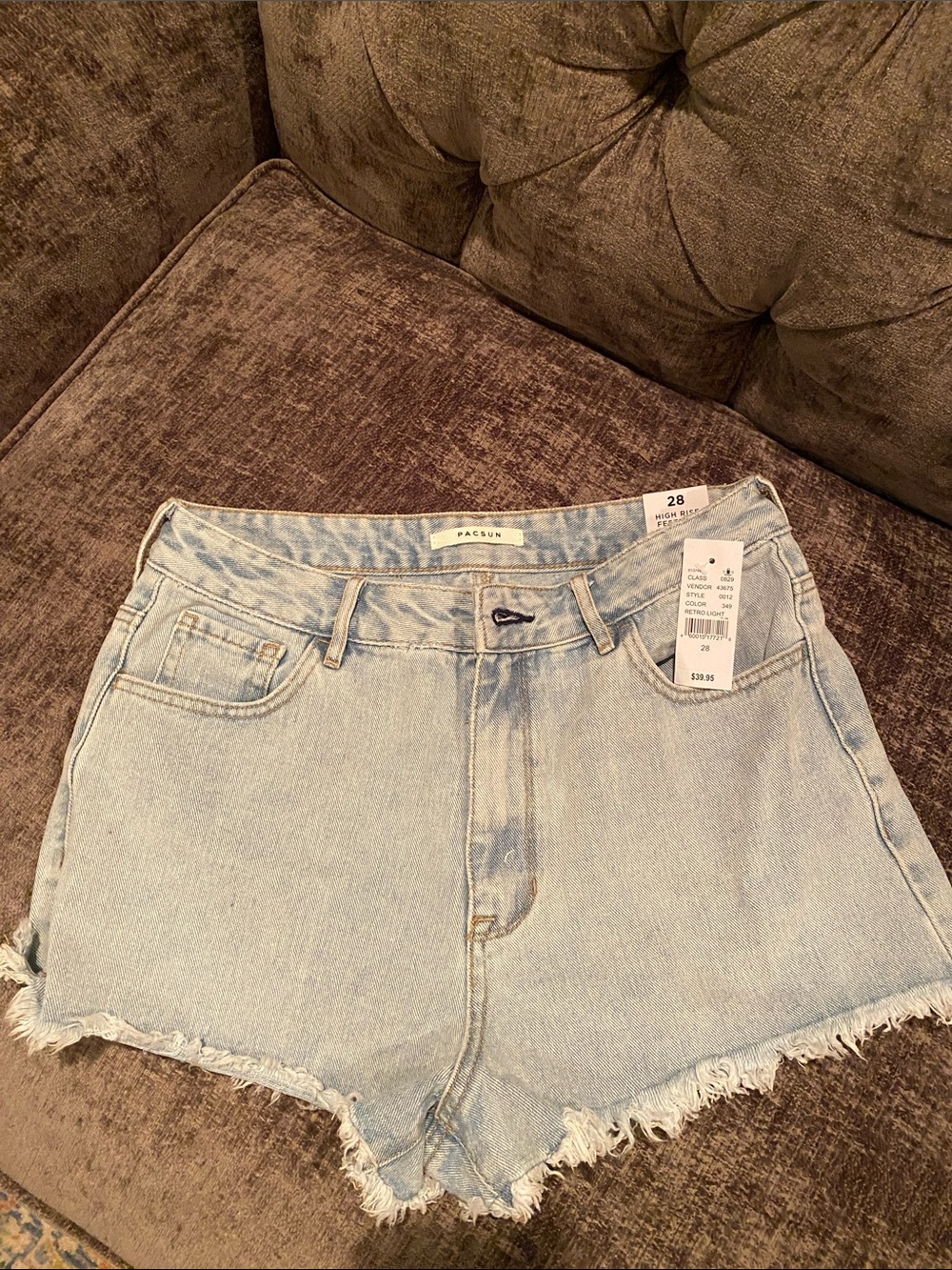 PacSun Light Blue High-Rise Festival Denim Cutoff Shorts